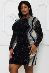 Symphony Dress - Square And Rhinestone Mesh Mini Dress