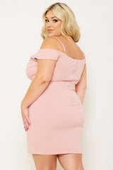 Symphony Dress - Rhinestone Trim Plus Size Night Out  Mini Dress