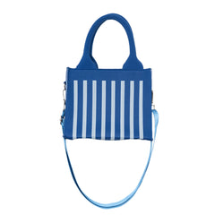 Blue Striped Structured Mini Tote