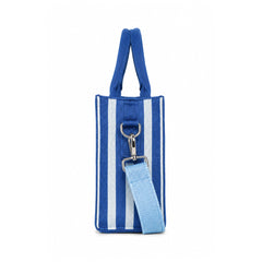Blue Striped Structured Mini Tote