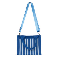 Blue Striped Structured Mini Tote