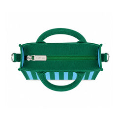 Aqua and Green Striped Structured Mini Tote