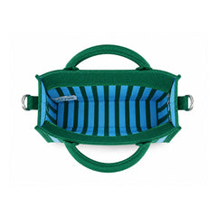 Aqua and Green Striped Structured Mini Tote