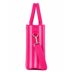 Hot Pink Striped Structured Mini Tote
