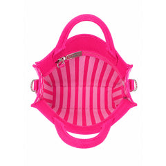 Hot Pink Striped Structured Mini Tote