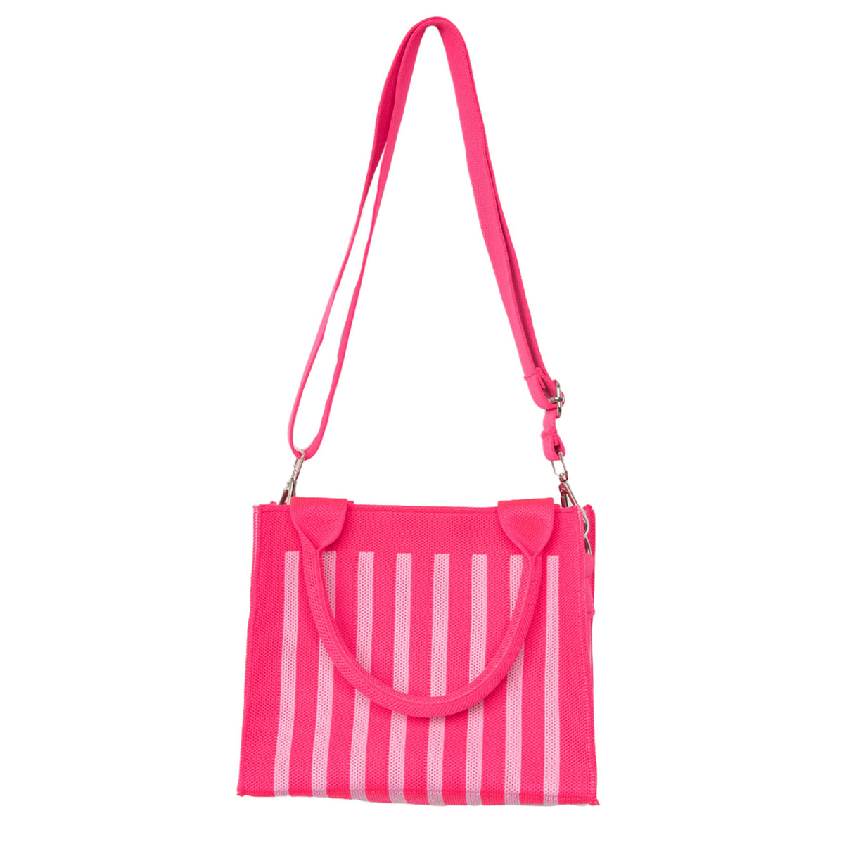 Hot Pink Striped Structured Mini Tote