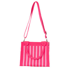 Hot Pink Striped Structured Mini Tote