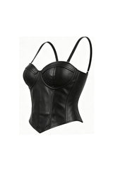 Black Faux Leather Corset Top