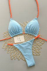 Blue Backless Two-Piece Bikini