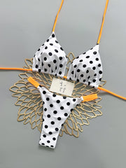Black and White Polka Dot Bikini Set