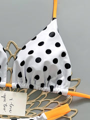 Black and White Polka Dot Bikini Set