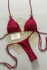 Burgundy Halter Two-Piece Bikini Set