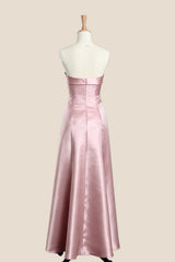 Black Satin Knot A-line Long Bridesmaid Dress