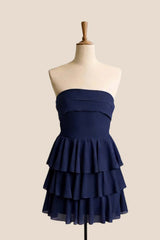 Burgundy Chiffon Tiered Short Dress