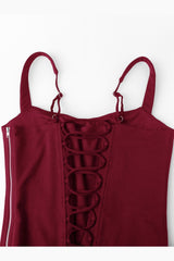 Burgundy Square Corset Top
