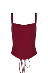 Burgundy Square Corset Top