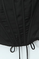 Black Lace Trim Fitted Top