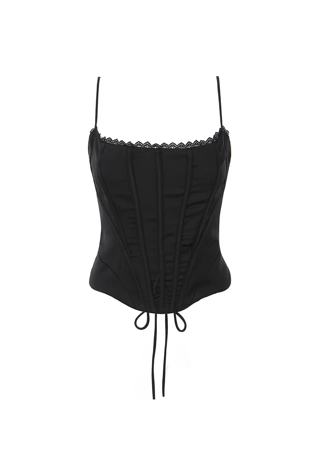 Black Lace Trim Fitted Top