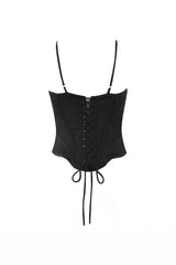 Black Lace Trim Fitted Top