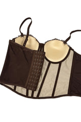 Brown Floral Lace Corset Top