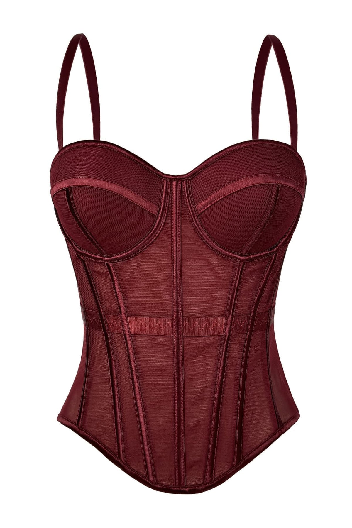Burgundy Sweetheart Tulle Corset Top