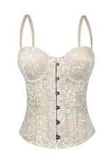 Brown Lace Lace-Up Corset Top