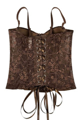 Brown Lace Lace-Up Corset Top