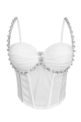 Apricot Pearl Rhinestone Corset Top