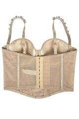 Apricot Pearl Rhinestone Corset Top