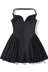 Black Off the Shoulder A-line Short Dress