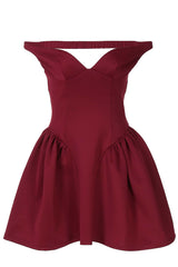 Black Off the Shoulder A-line Short Dress