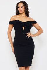 Symphony Dress - Mesh With Techno Crepe Midi Dress
