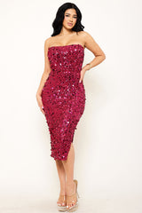 Symphony Dress - Sequin Tube Top Midi Dress