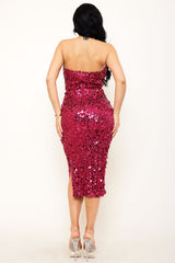 Sequin Tube Top Midi Dress