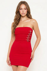 Symphony Dress - Belt Buckle On Tube Top Mini Dress