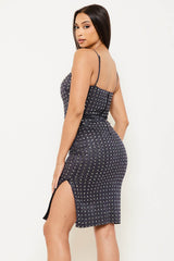 Symphony Dress - Square Rhinestone On Shiny Mini Dress
