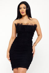 Symphony Dress - Pearl Bead On Power Mesh Midi Dress
