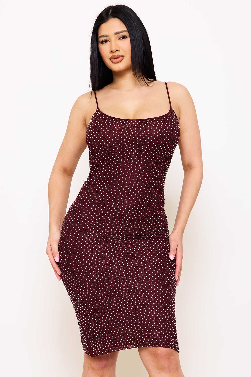 Symphony Dress - Rhinestone On Stretch Wavy Mesh Mini Dress