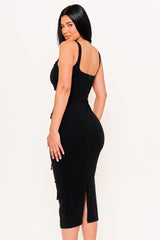 Symphony Dress - Bead String Attached On Techno Crepe Midi Dress