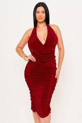 Glitter Halter Neck Midi Dress