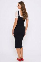 Symphony Dress - Chiffon Puff Short Sleeve Attached Midi Dress