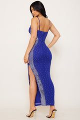 Square Rhinestone Body Maxi Dress
