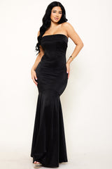 Symphony Dress - Metallic Satin Tube Top Mermaid Maxi Dress