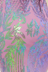 Floral Patterned Sequin Mesh Mermaid Maxi Dress
