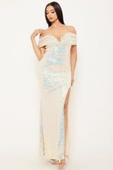 Sequins Off The Shoulder Maxi Dress