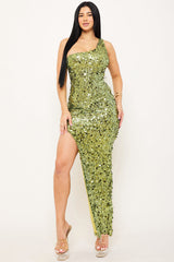 Symphony Dress - Sequin One Shoulder Maxi Dress