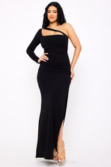 One Shoulder With Strap Maxi Dress