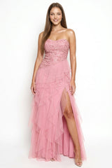 Symphony Dress - Sequin On Lace With Layers Of Mesh Maxi Dress