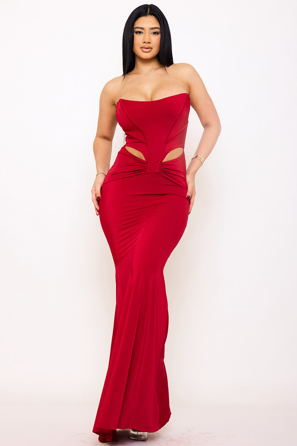 Satin Bustier Top Maxi Dress