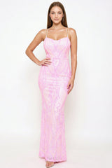 Symphony Dress - Scroll Pattered On Mesh Fabric Maxi Dress